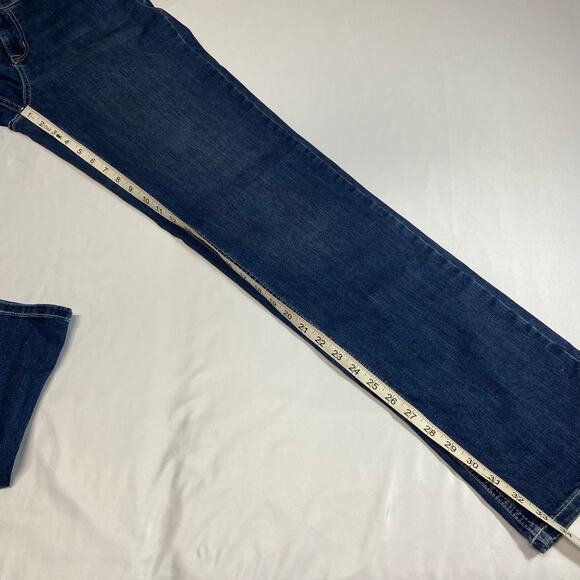 M Jeans Classic Size 12 Long Mid Rise Straight Dark Wash Stretchy 34" Inseam - Picture 9 of 12